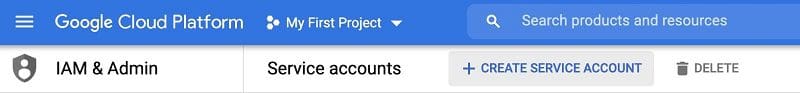 Choose CREATE SERVICE ACCOUNT.