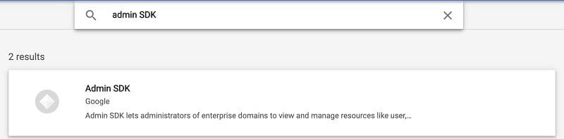 Search for and choose Admin SDK.