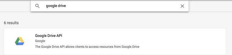 Search for and choose Google Drive API.