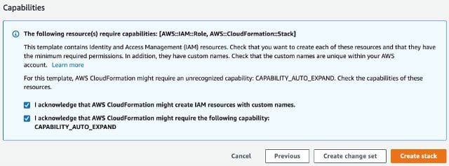 Choose Create stack.