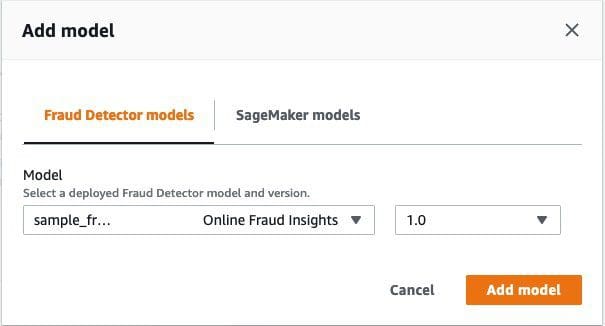 In the Add model section, for Model, choose your model and its version.