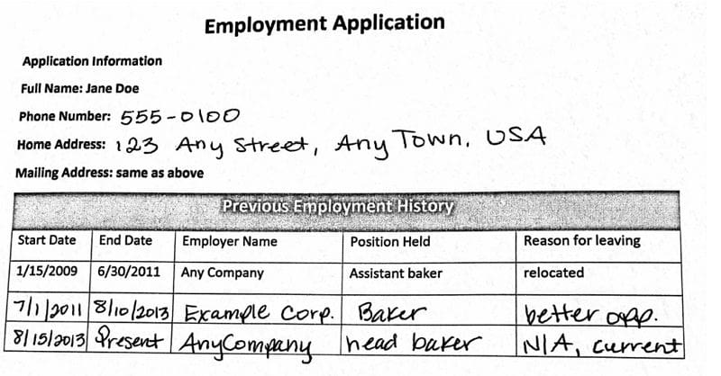 We use the following sample document, which has both printed and handwritten content in tables.