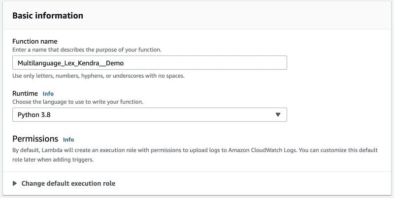 For Runtime, choose the latest Python version available.