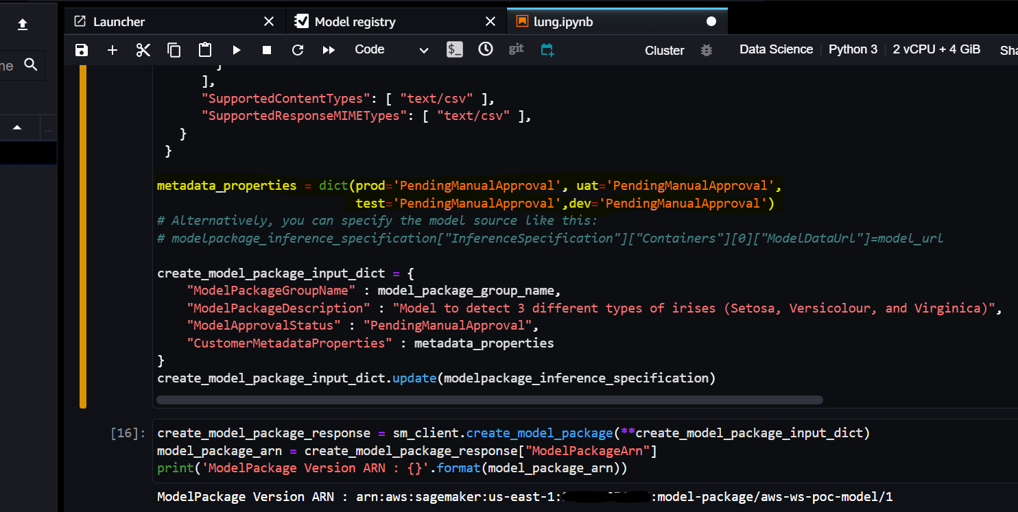 Lambda funcion code sample