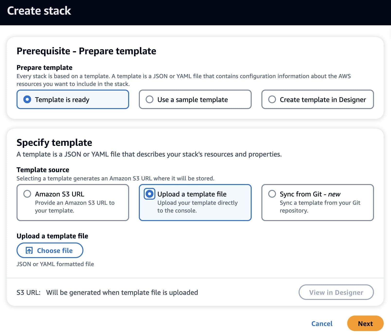 Create Cloudformation stack