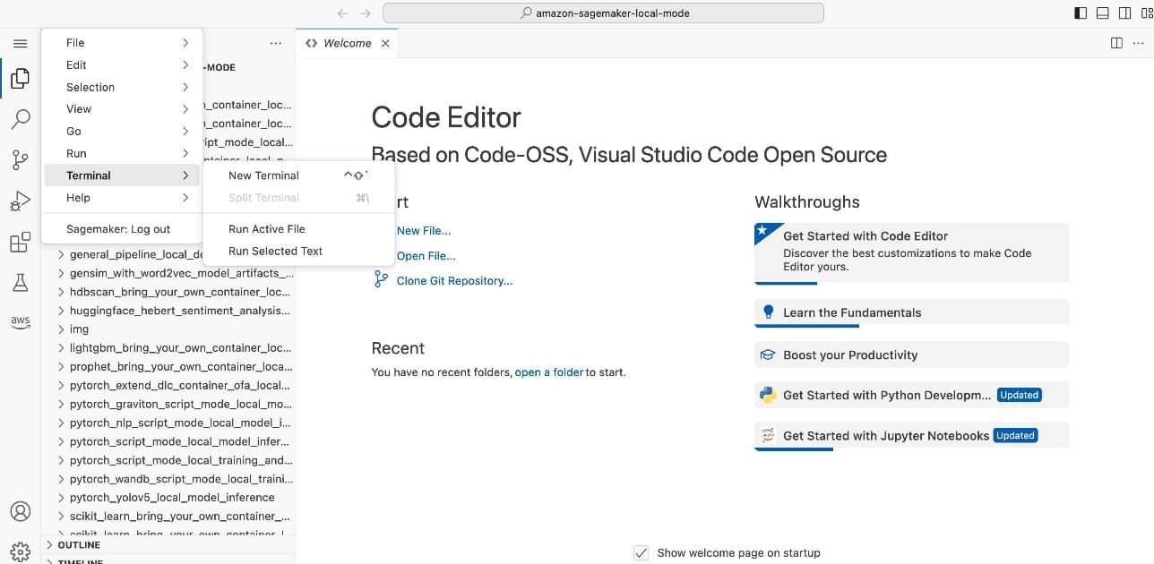 Run Python files in SageMaker Studio spaces using Local Mode