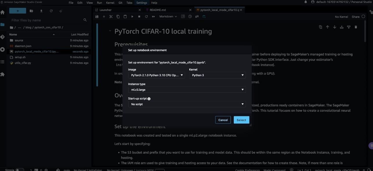 Simulate training and inference in SageMaker Studio Classic using Local Mode