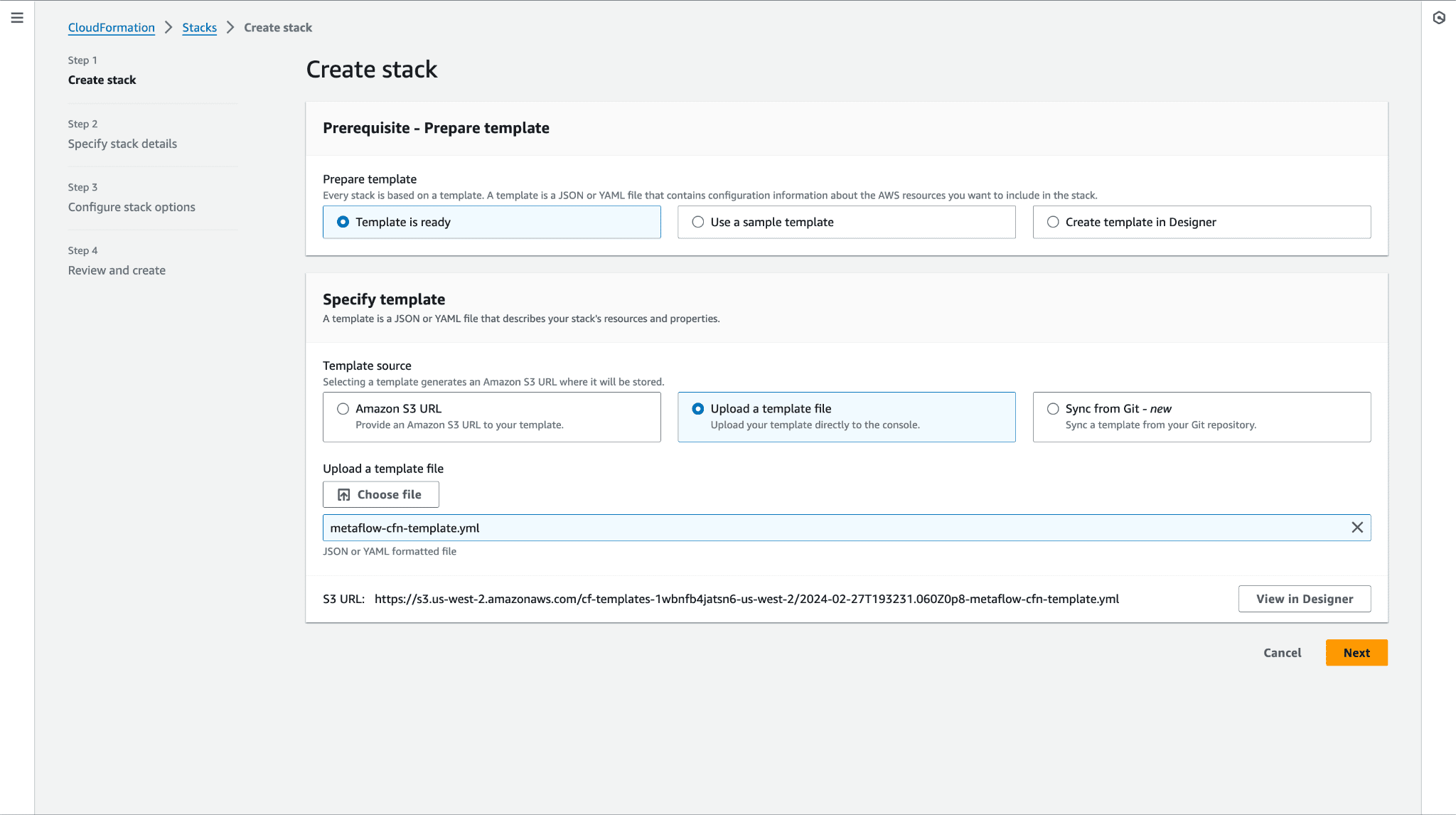 Deploy Metaflow stack using CloudFormation