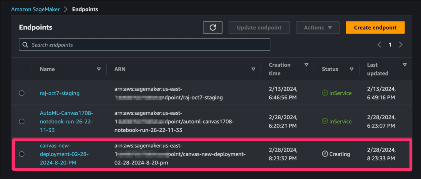 deployed endpoints