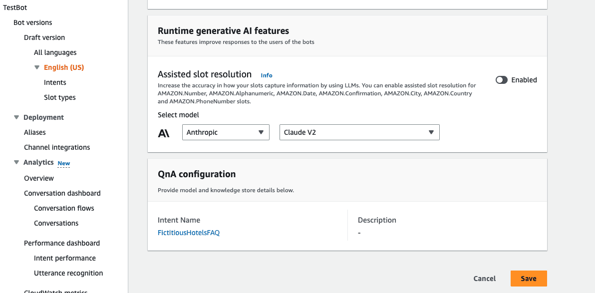 Configure Lex QnAIntent