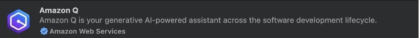 Amazon Q App card in VS Code