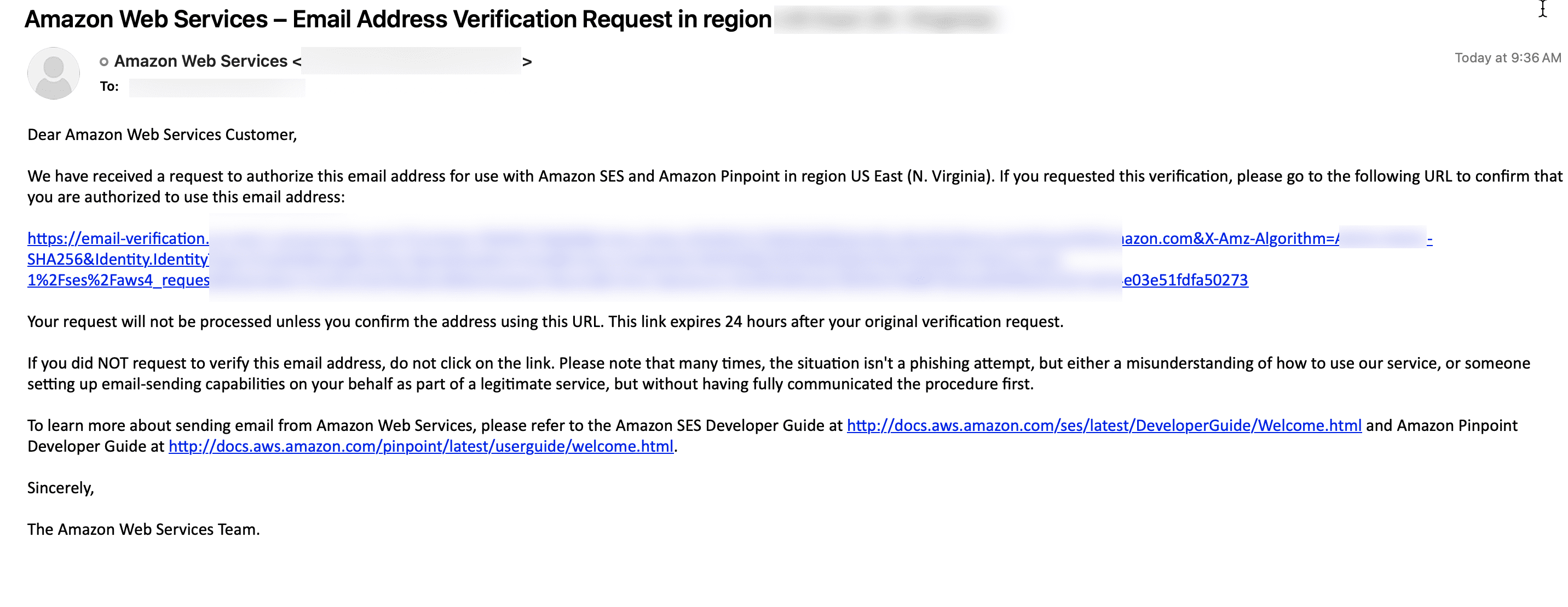 Email Address Verification Request