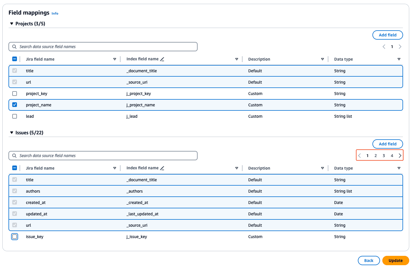 Edit field mapping