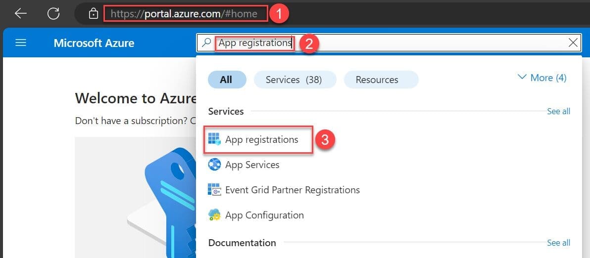 Azure Portal for App registration 