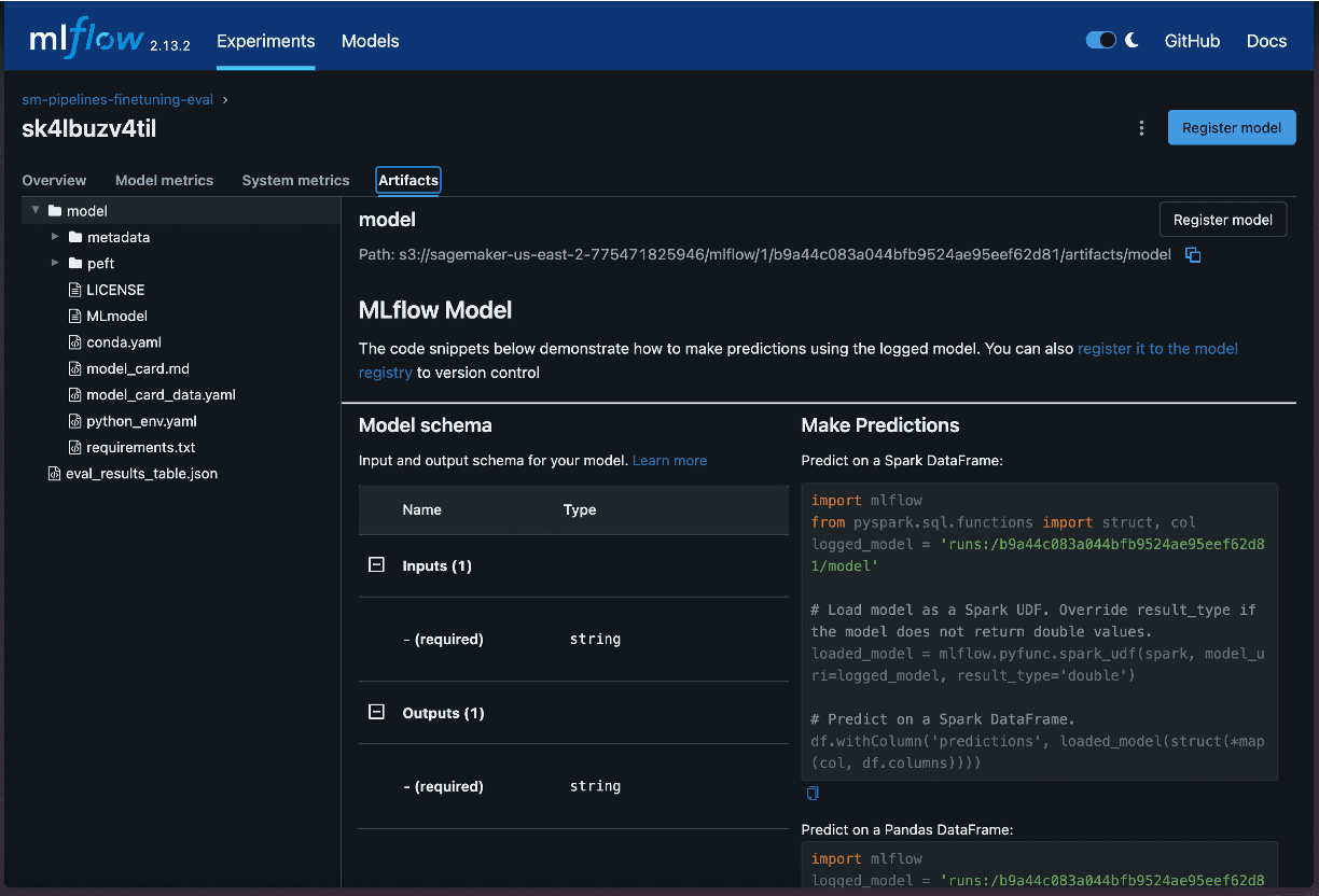 MLflow model card