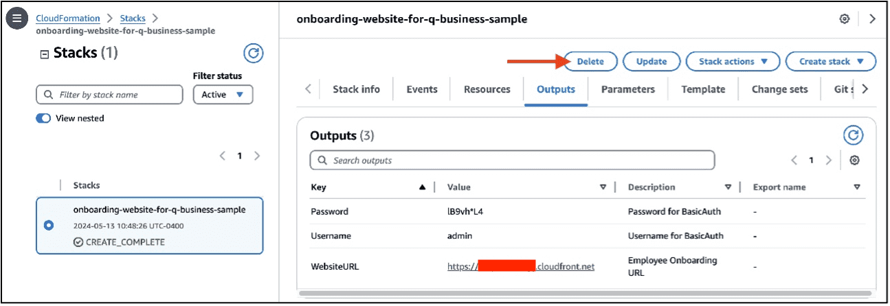 Delete Cloudformation stack