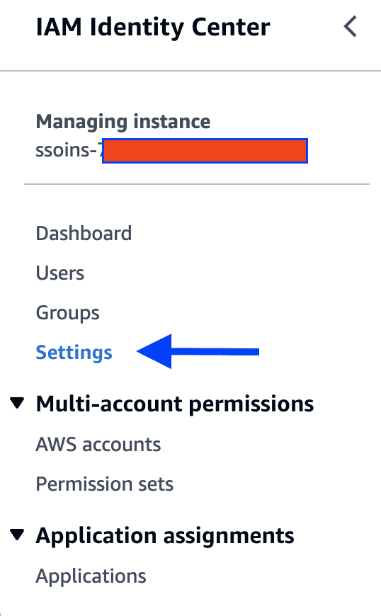 IAM identity center settings