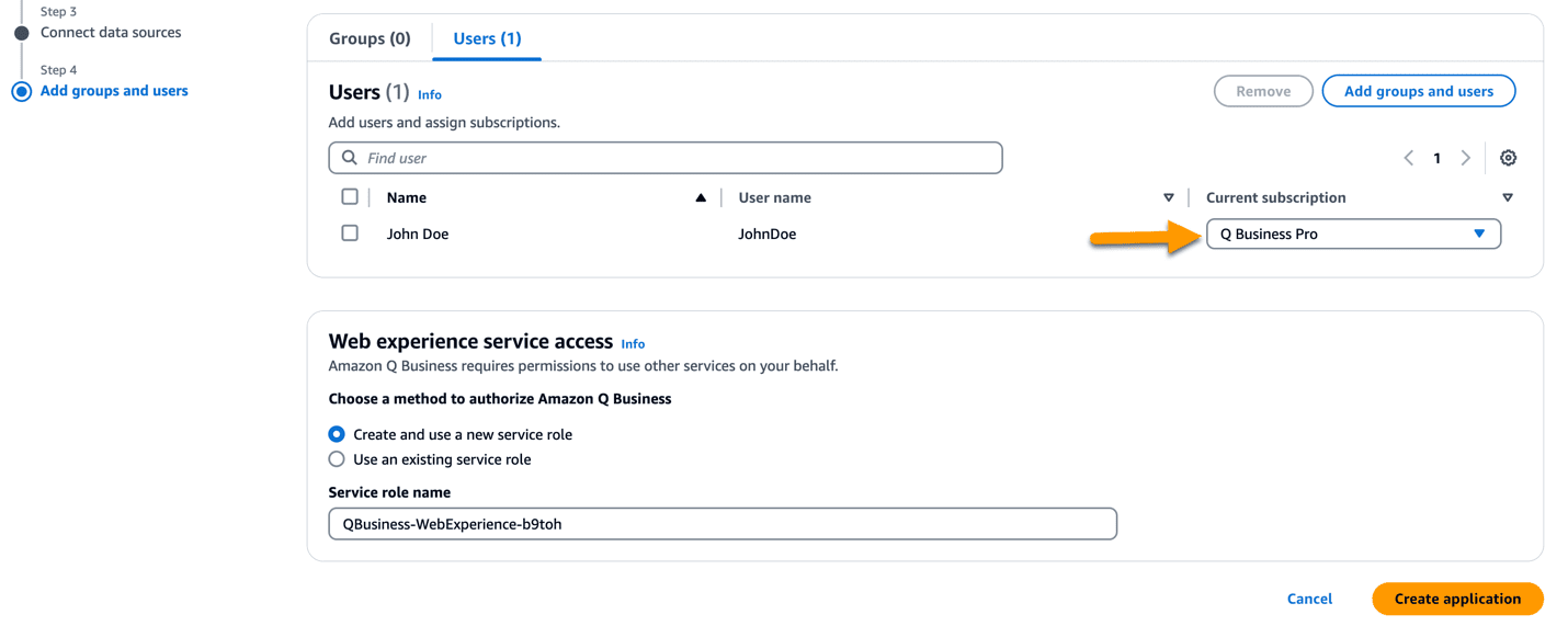 Assign subscription and select service role