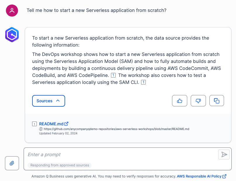 Amazon Q Business response