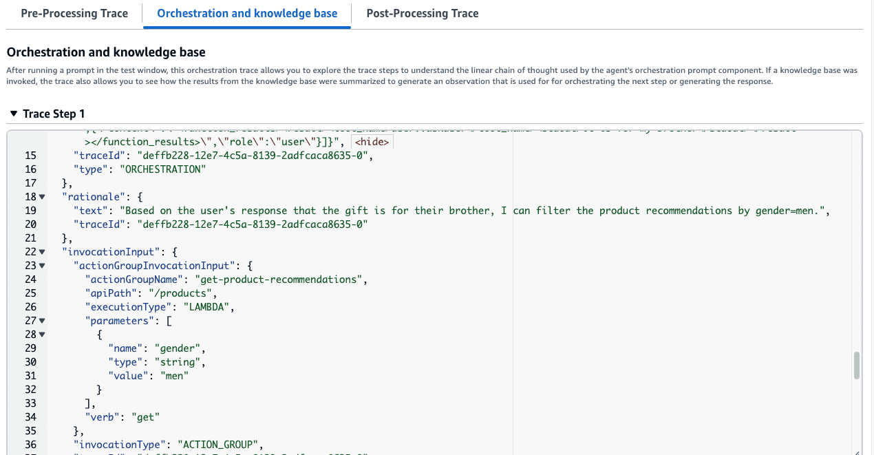 show trace and rationale