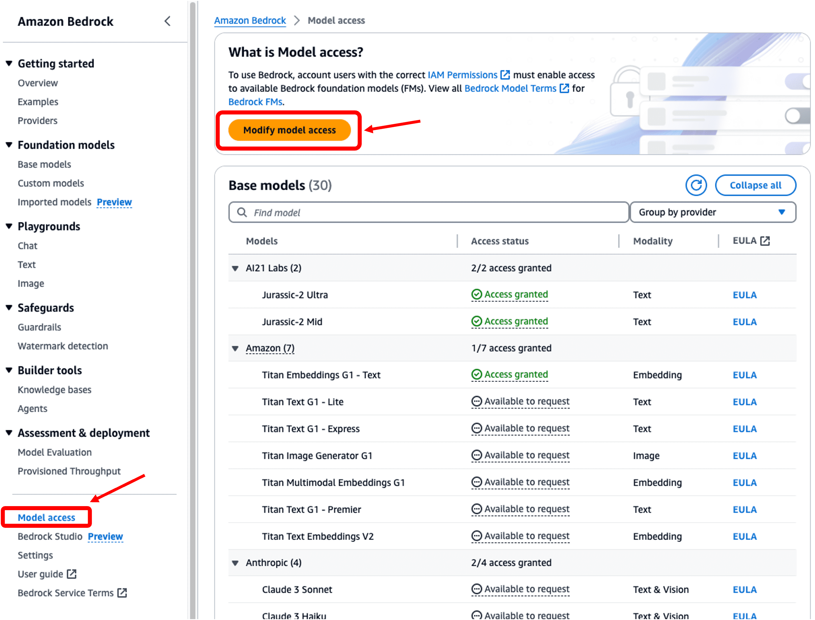 Amazon Bedrock model access