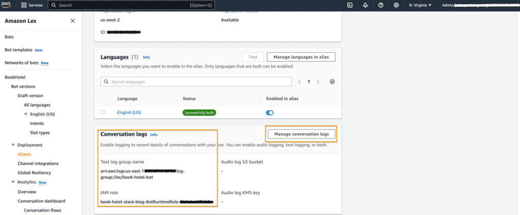 Enable Conversation logs source region