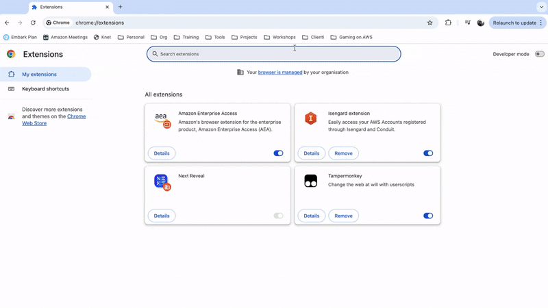 Gif showcasing steps previously desccribed to setup the extension