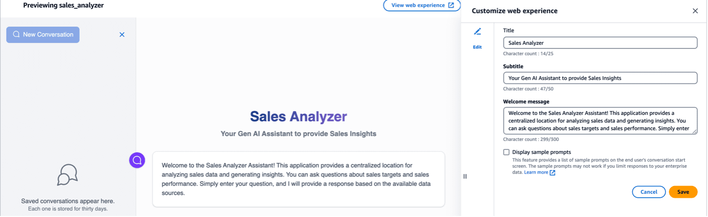 Previewing sales analyzer