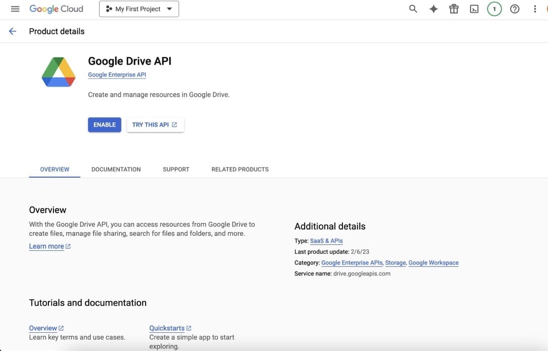 Enable Google Drive and Admin SKD APIs