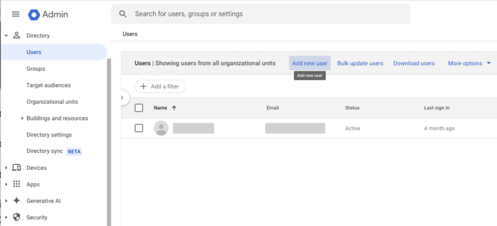 Add New Google Workspace User