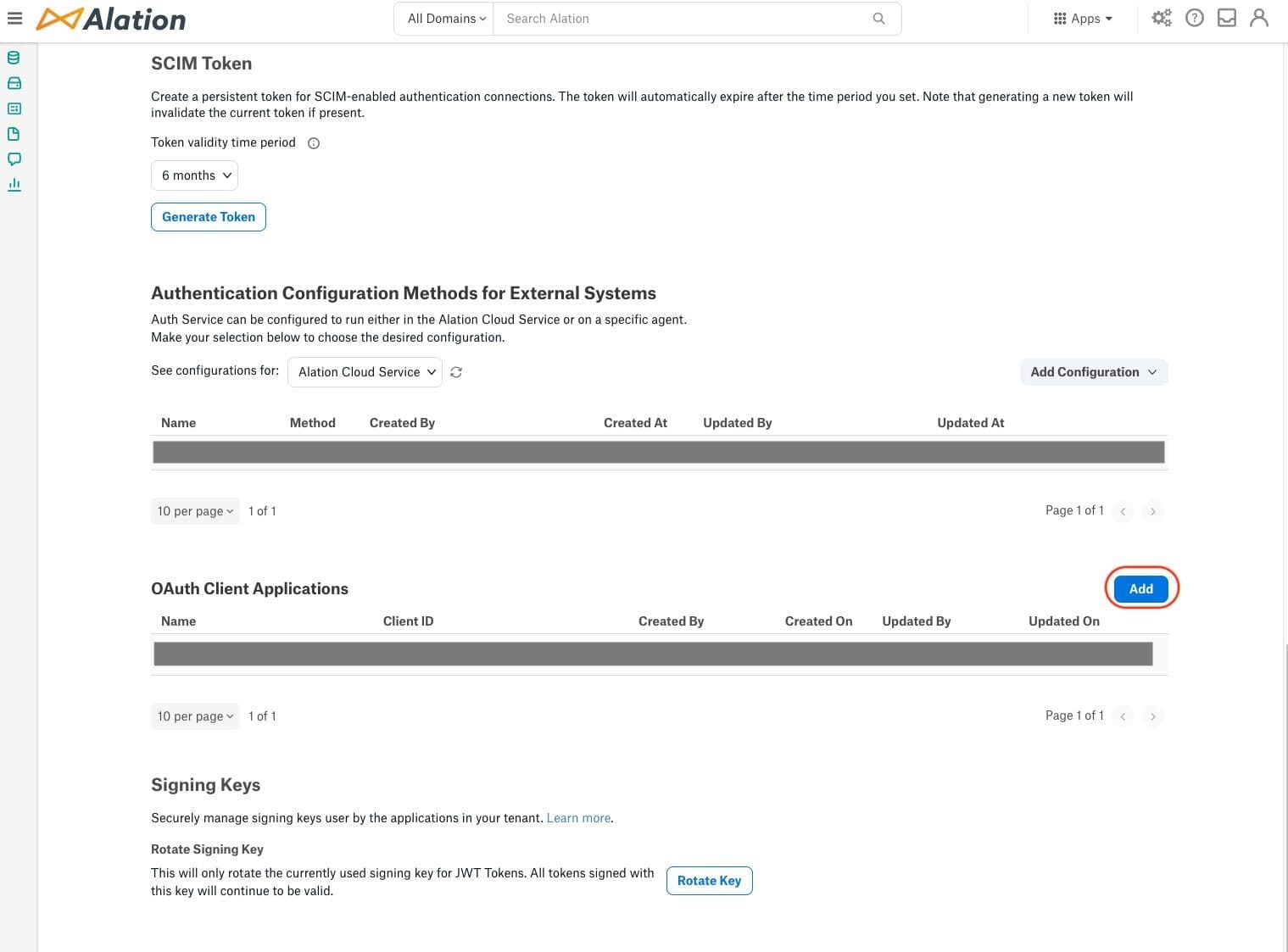 Alation OAuth Client Applications