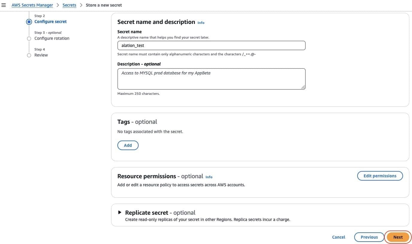 AWS Secrets Manager - Create Secret2