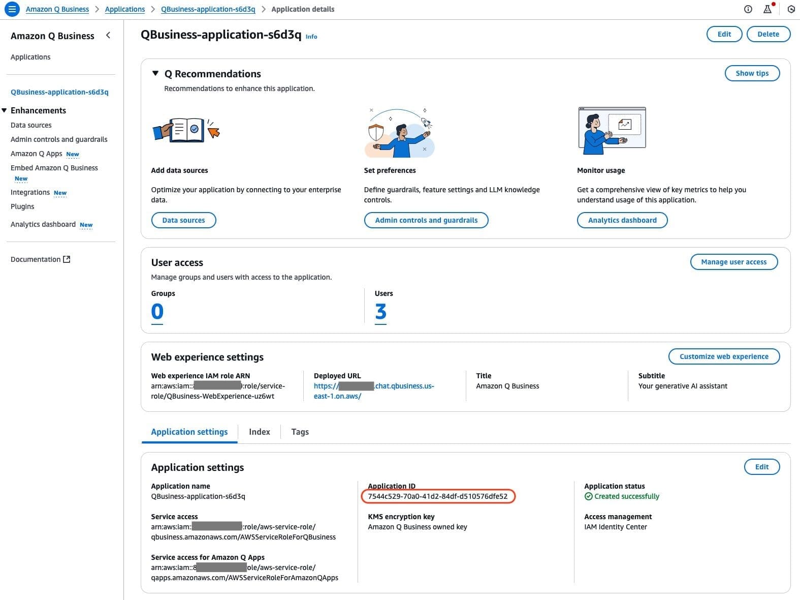 Q Business Create Application4