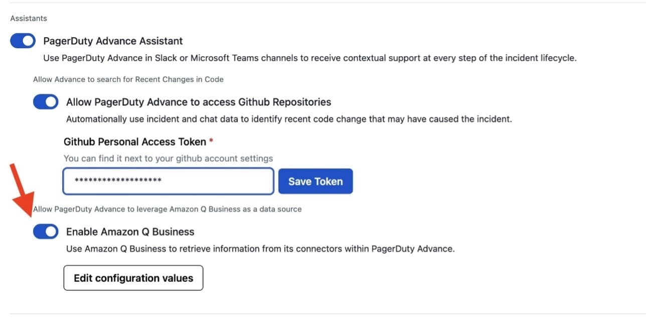 Enable Amazon Q Business on PagerDuty Advance