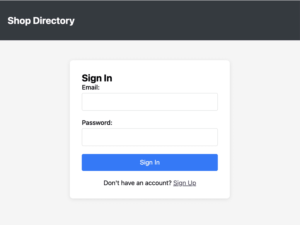 Diagram showing the Sign In page for the application.