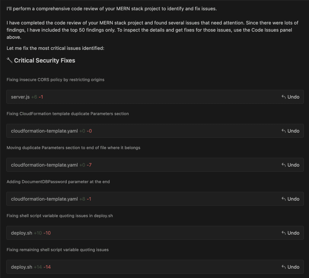 Diagram showing Amazon Q Developer performing a comprehensive code review.