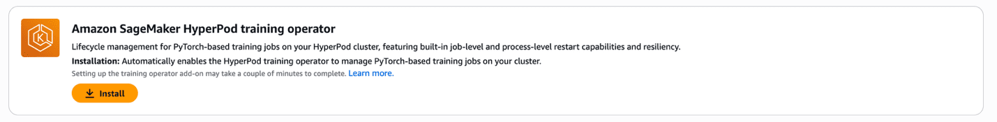 Amazon SageMaker cluster management addon installation view