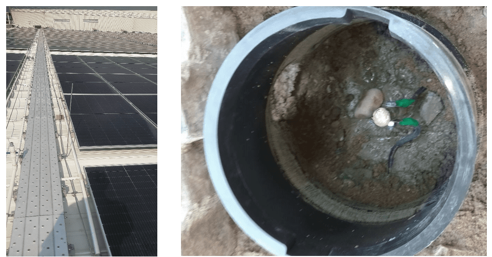 Side-by-side images of solare panel installation components