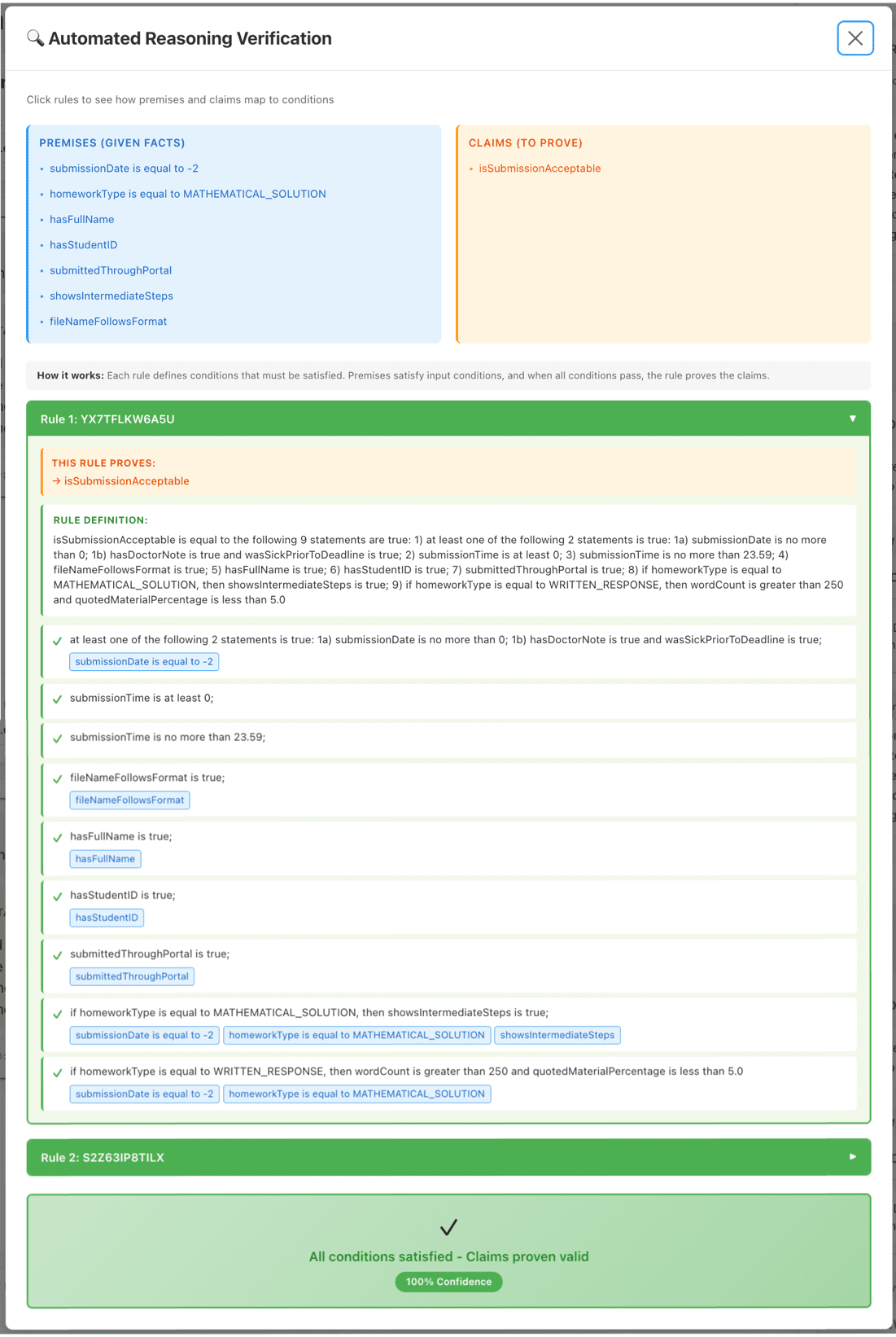 Figure 2 - Automated Reasoning checks validity proof