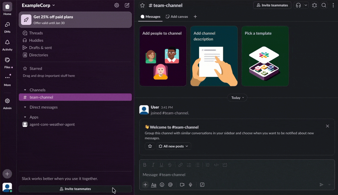 AgentCore Slack Add Agent App in Slack