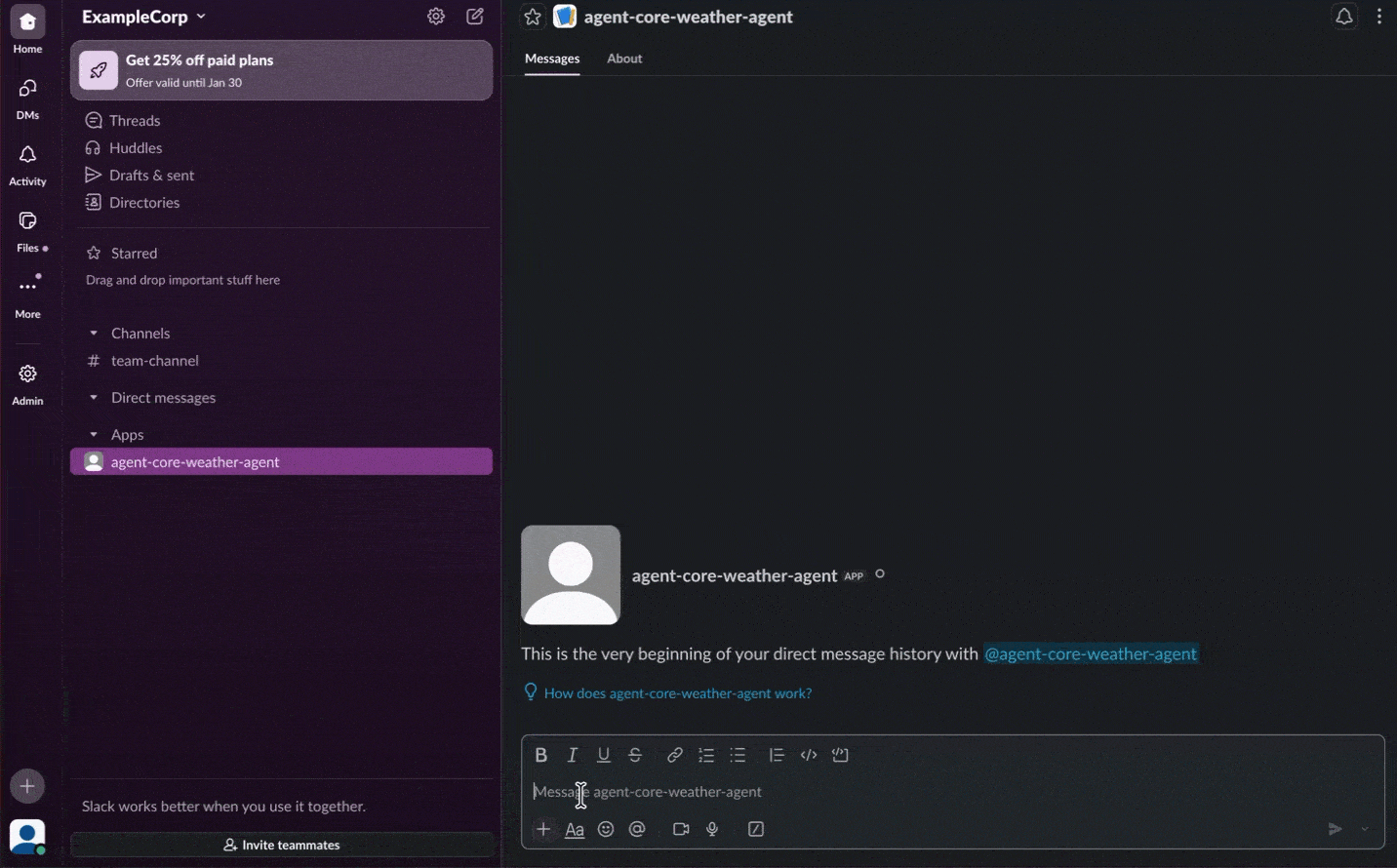AgAgentCore Slack Conversation