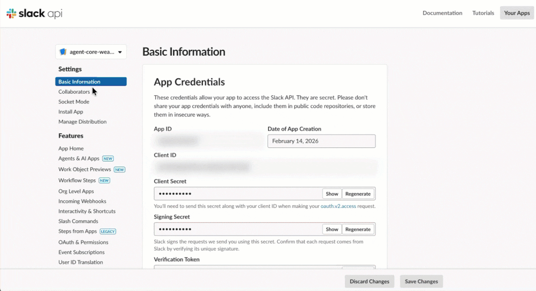 AgentCore Slack Scopes