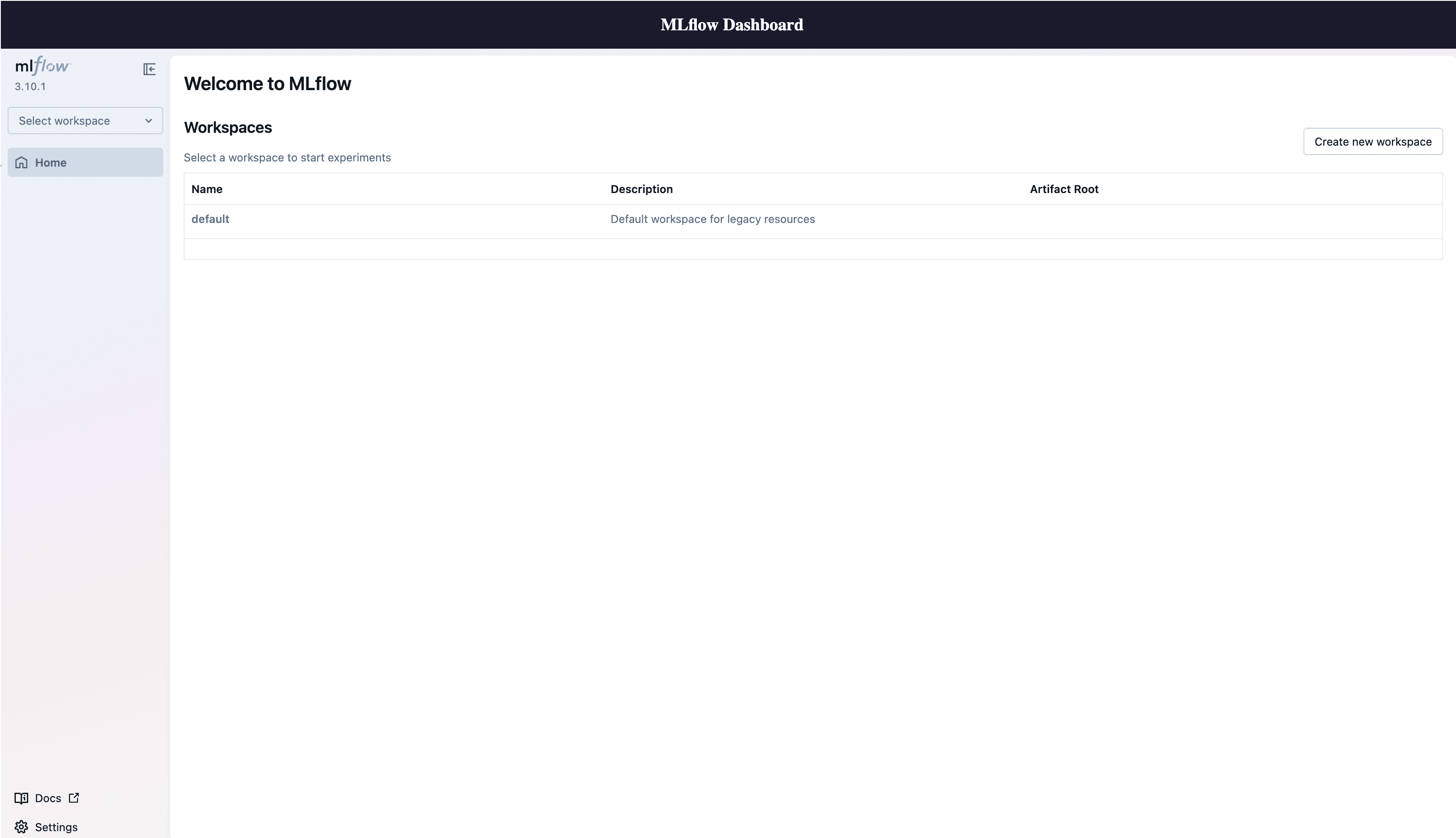 React dashboard at the ALB URL with the SageMaker AI MLflow Apps experiment tracking UI embedded in an iframe