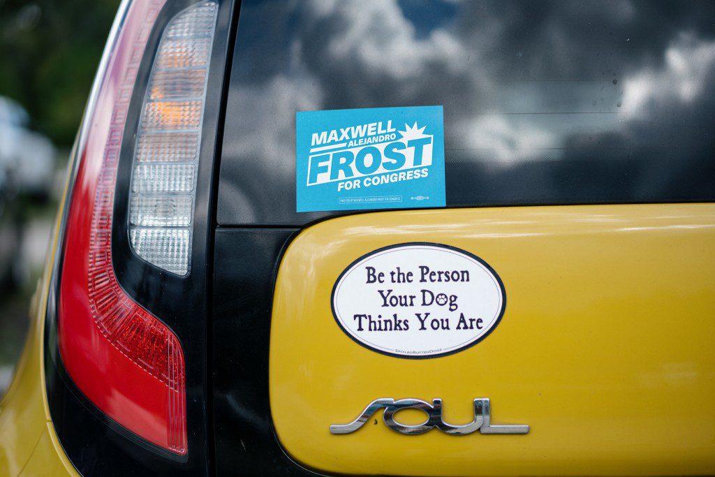 LONGWOOD, FL - AUGUST 30: The car of Maxwell Frost is seen in Longwood, Fla. Frost is an Uber driver and Gen Z candidate for Florida's 10th congressional district. He won a crowded democrat primary and is favored to win the general election in a heavily blue district. (Photo by Thomas Simonetti for The Washington Post via Getty Images)