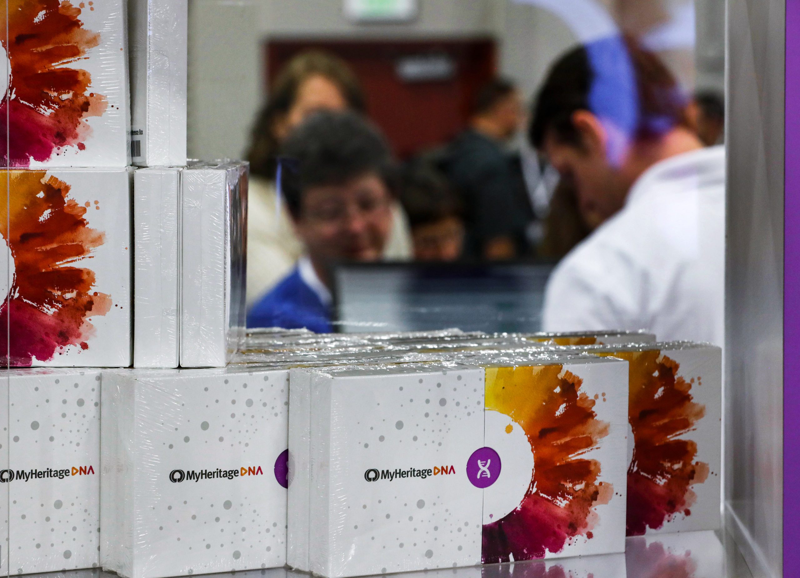 MyHeritage UK Ltd. DNA kits are displayed for sale at the 2017 RootsTech Conference in Salt Lake City, Utah, U.S., on Thursday, Feb. 9, 2017. The four-day conference is a genealogy event focused on discovering and sharing family connections across generations through technology. Photographer: George Frey/Bloomberg via Getty Images