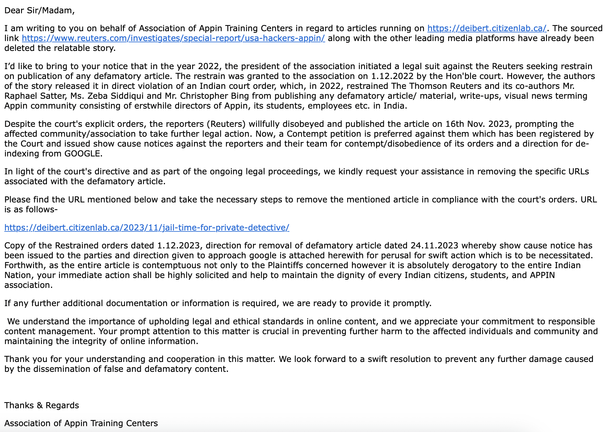 EFF Helps News Organizations Push Back Against Legal Bullying from Cyber Mercenary Group